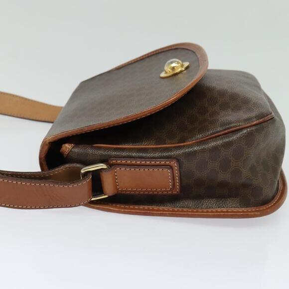 CELINE Macadam Canvas Shoulder Bag Pvc Leather Brown Gold - Picture 4 of 12